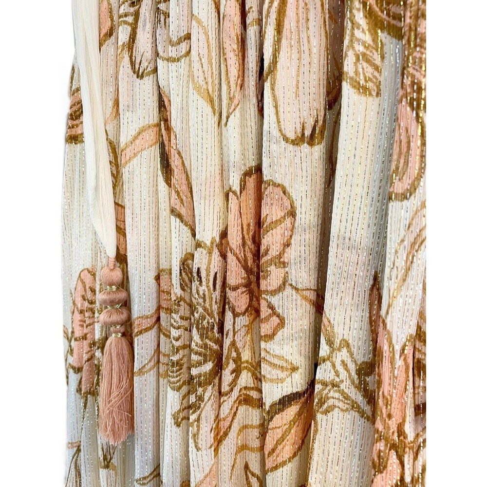 Free People Bare It All Metallic Lurex Floral Maxi Dress Large Boho Festival - Picture 10 of 16